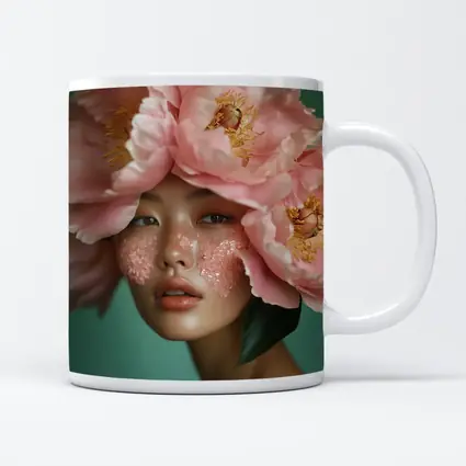 Woman With Pink Peonies Floral Portrait