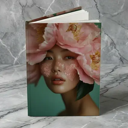 Woman With Pink Peonies Floral Portrait