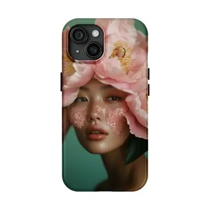 Woman With Pink Peonies Floral Portrait