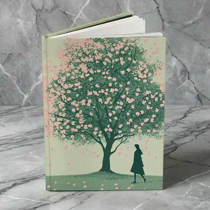 Woman Standing Under Pink Cherry Blossom Tree
