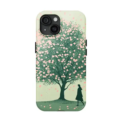 Woman Standing Under Pink Cherry Blossom Tree