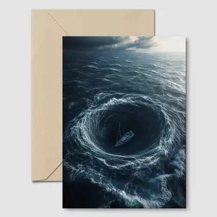 Sailboat Caught In Ocean Whirlpool Storm