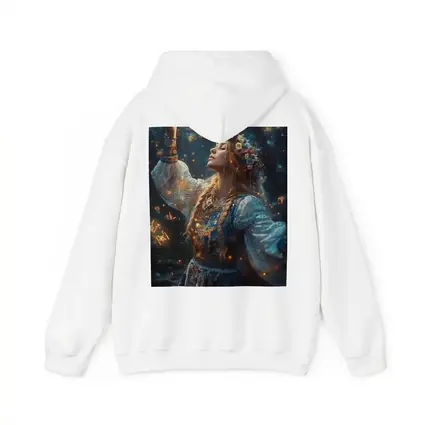 Mystical Woman with Zodiac Symbols Forest