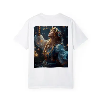 Mystical Woman with Zodiac Symbols Forest