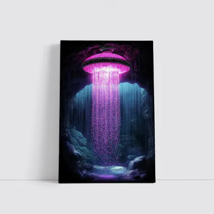 Neon Pink UFO Shower Cave Dark Fantasy
