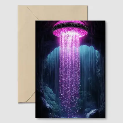 Neon Pink UFO Shower Cave Dark Fantasy