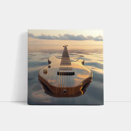Electric Guitar Floating On Calm Ocean