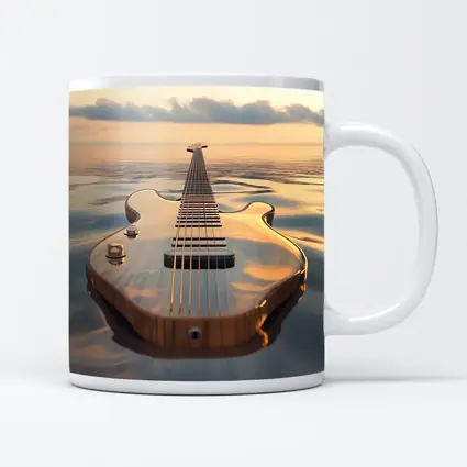 Electric Guitar Floating On Calm Ocean