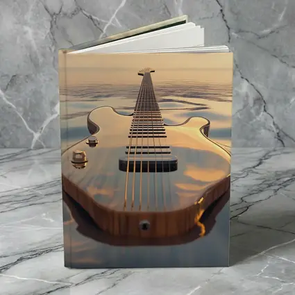 Electric Guitar Floating On Calm Ocean