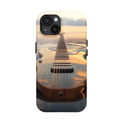 Electric Guitar Floating On Calm Ocean