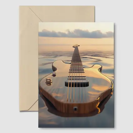 Electric Guitar Floating On Calm Ocean