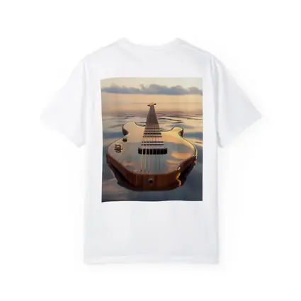 Electric Guitar Floating On Calm Ocean