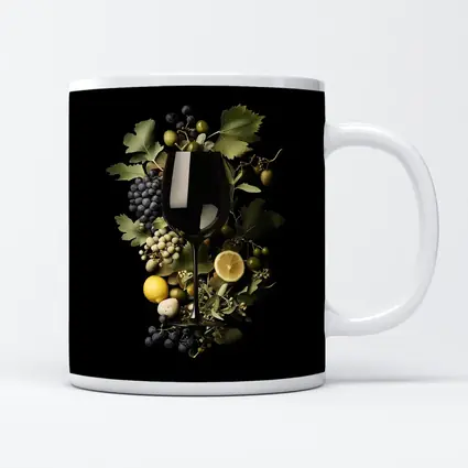 Wine Glass Grapes Lemon Dark Background