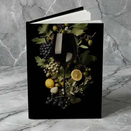 Wine Glass Grapes Lemon Dark Background