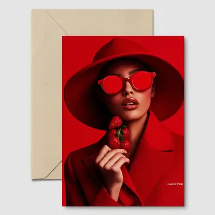 Red Fashion Woman Hat Sunglasses Strawberries