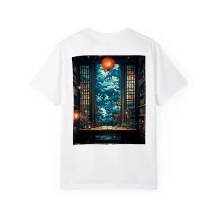 Chinese Library Room Red Lanterns Fantasy Art