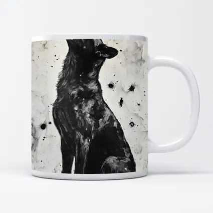 Black German Shepherd Howling Ink Art