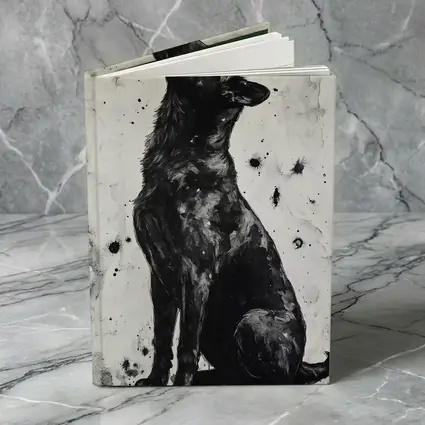 Black German Shepherd Howling Ink Art