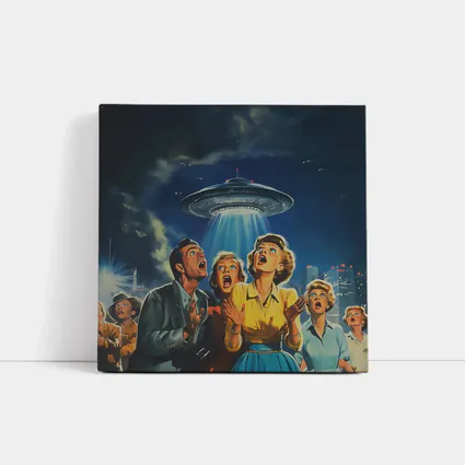Retro Fifties UFO Invasion Panic City Night