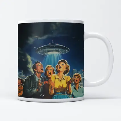 Retro Fifties UFO Invasion Panic City Night