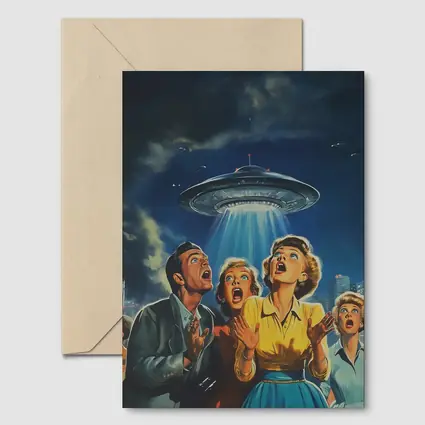 Retro Fifties UFO Invasion Panic City Night