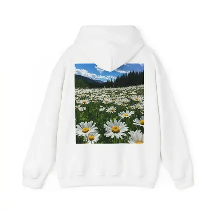 White Daisies Field Mountain Forest Sky
