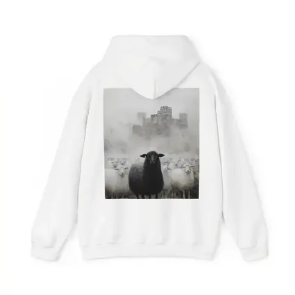 Black Sheep Flock Misty Castle Background