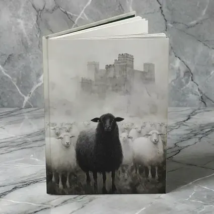 Black Sheep Flock Misty Castle Background