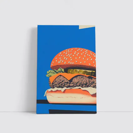 Cheeseburger Pop Art Blue Background