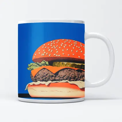 Cheeseburger Pop Art Blue Background