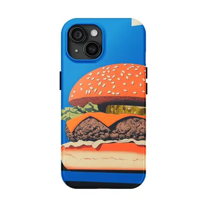 Cheeseburger Pop Art Blue Background