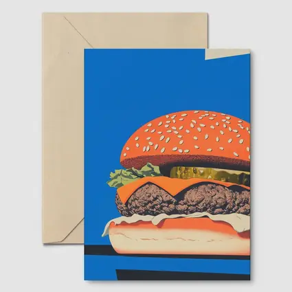 Cheeseburger Pop Art Blue Background
