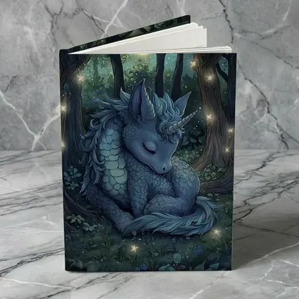 Sleeping Dragon Unicorn Glowing Enchanted Forest