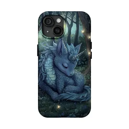 Sleeping Dragon Unicorn Glowing Enchanted Forest