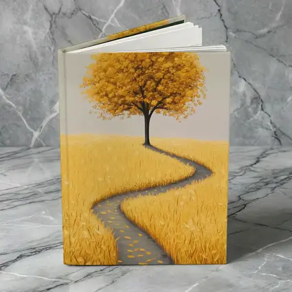 Golden Tree Winding Path Yellow Field