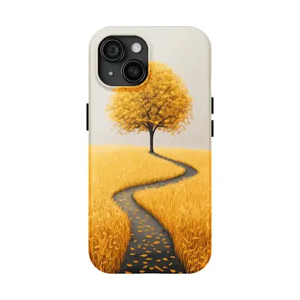 Golden Tree Winding Path Yellow Field