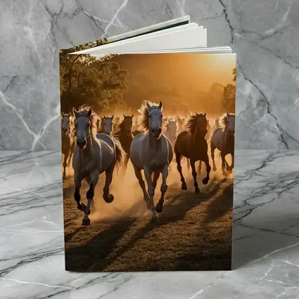 Wild Horses Running at Golden Sunset
