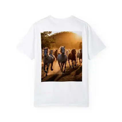 Wild Horses Running at Golden Sunset