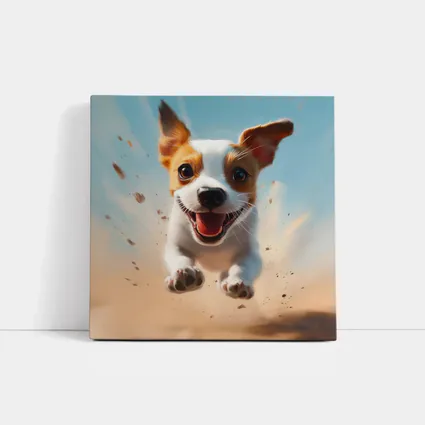 Jack Russell Puppy Running Sandy Blue Sky