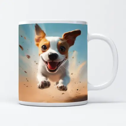 Jack Russell Puppy Running Sandy Blue Sky