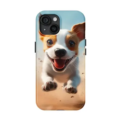 Jack Russell Puppy Running Sandy Blue Sky