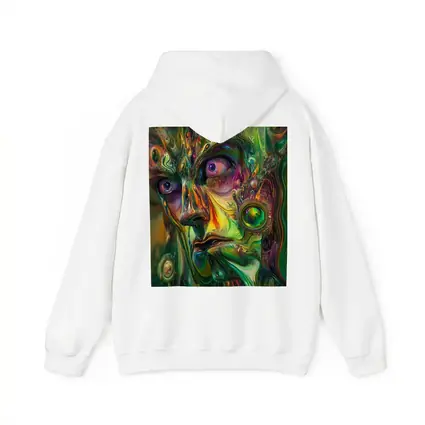 Psychedelic Abstract Face Green Swirling Art