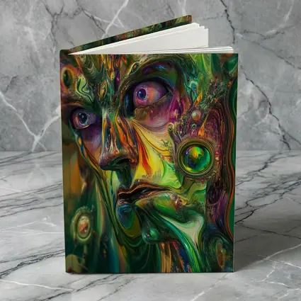 Psychedelic Abstract Face Green Swirling Art