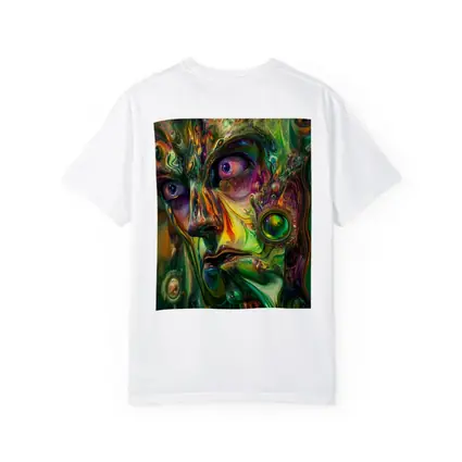 Psychedelic Abstract Face Green Swirling Art