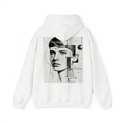 Abstract Woman Face Black White Geometric Art