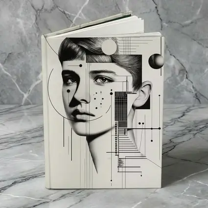 Abstract Woman Face Black White Geometric Art