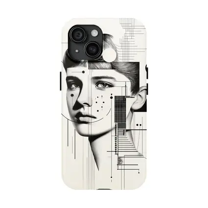 Abstract Woman Face Black White Geometric Art