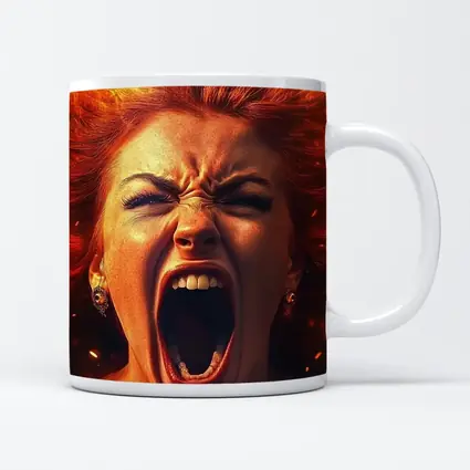 Screaming Woman Red Fire Hair Explosion