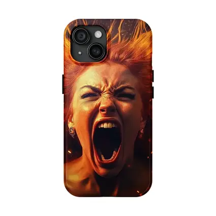 Screaming Woman Red Fire Hair Explosion