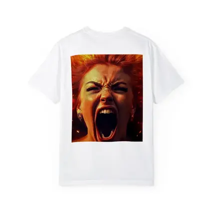 Screaming Woman Red Fire Hair Explosion